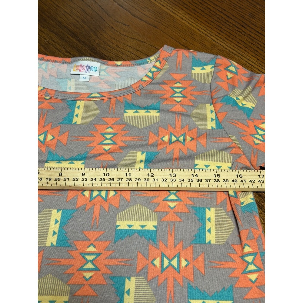 LuLaRoe Julia Dress Womens Medium Grey Orange Southwestern Geometric Sheath - Picture 2 of 5